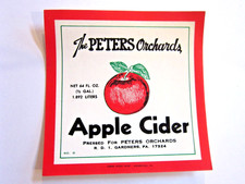 Vintage Peters Orchards Gardeners Pennsylvania Apple Cider Unused Paper Label picture