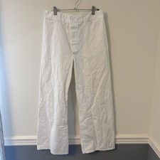Vintage 40s US Navy Cracker Jack Flare Pants Men’s 30x27 Button Fly White A3 picture