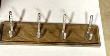 Wood Hanger Coat Rack 6 Metal Hooks Hangers Made In India 22x5 NEW picture