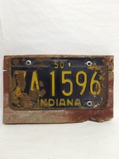 Vintage Indiana 1950 Auto License Plate ZA 1596 On Barn Wood  picture