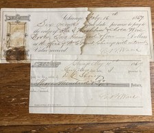 Antique 1867 & 1869 Promissory Notes Chicago, Democrat Print, 45 LaSalle St. picture