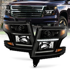 - for [Halogen Model] 2015-2020 Chevy Suburban|Tahoe Black LED DRL Projector Hea picture