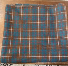 Quality Vintage Tartan Wool Fabric Brown And Teal Window Pain/Plaid 62”x 120” picture