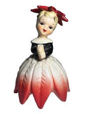 Vintage Napco Flower Girl of the Month 1956 December Poinsettias￼ Figurine A1949 picture