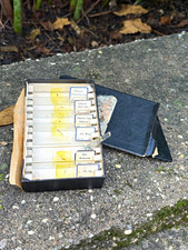 Lot of 6 Glass Microscope Specimen Slides w/ Case - Silkworm, Fly Wing, Ant picture