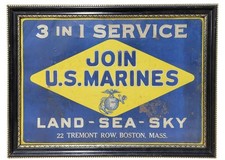 WW1 USMC Extremely Rare Recruiting Metal Sign  picture