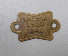 Early Antique 1925 Lancaster Co, PA Dog Tax License #7542 Shape Good Cond. picture