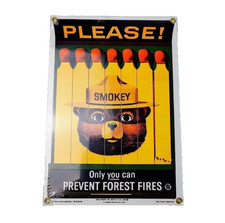 Ande Rooney Smokey Bear Large Sign Porcelain Enamel Metal Forest Fires Vtg New picture