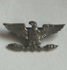 Vintage Imperial HH Hilborn Hamburger US Military Eagle Rank Insignia Pin picture