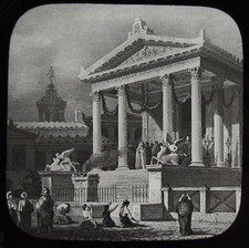 Glass Magic Lantern Slide A ROMAN TEMPLE DEPICTION C1900 DRAWING ROMANS  picture
