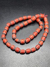 Vintage Chevron Beads Venetian African multicolor Glass 9mm Beads strand picture