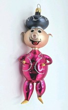 Large Vintage Czech Republic Hand Blown Glass Pig Christmas Ornament picture