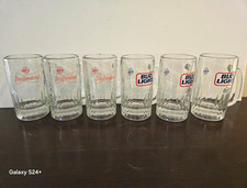 Vintage Budweiser Bud Light Beer Mugs Set of 6 Heavy Glass Anheuser Busch picture