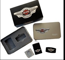 Harley Davidson Zippo 95th Anniversary Lighter w Seal & Knife Vtg NOS in Tin BLK picture