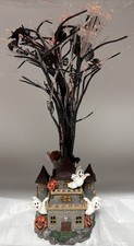 Vintage Halloween 21” Fiber Optic Tree with Haunted Ghost Castle Base Tested picture