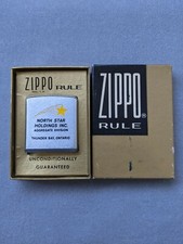 1960s NORTH STAR HOLDINGS THUNDAR BAY, ONTARIO NIAGARA FALLS ZIPPO RULE MIB RARE picture