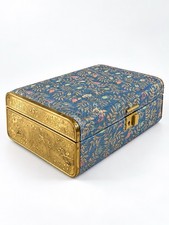 vintage mid century asian brass and silk jewlery box picture