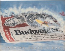 Vintage 1980s Budweiser Surfing Print Ad - Original picture
