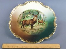 ANTIQUE ROYAL MUNICH BAVARIA FINE PORCELAIN  STAG DEER WALL CABINET PLATE 11.5'' picture