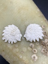 Amazing pair of Native American Face carvings cabochons picture