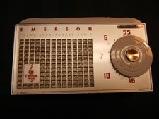 EMERSON Model 838 Tube/Transistor Radio. WORKING w/Clam Shell Batteries, Instru picture