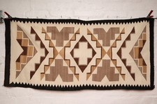 ATQ LARGE Navajo Rug Native American Indian Klagetoh VTG Weaving 54x25 Textile picture