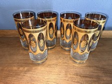Vintage 22k Culver Glass REGENCY Gold Highball Glasses Set Of 5 picture
