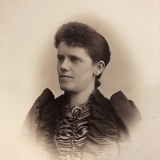 Elizabeth,NJ Antique Cabinet Photo Victorian Wealthy Satin Dress Jewelry Brooch picture