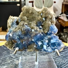 1.37LB Rare transparent blue-green cubic fluorite mineral crystal sample/China picture