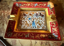 HERMES Paris Ashtray HERMES Chasse en Inde Porcelain Cigar Tray Made in France picture