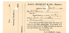 1912 antique Ealy Hinkley & Co Bankers Draft Fairgrove Michigan Signed receipt picture