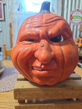 VTG Hand Painted Ceramic Halloween Decor Pumpkin Jack O Lantern Monster Witch picture