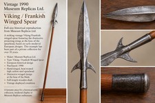 Vintage Museum Replicas Viking Frankish Winged Spear 1990 Medieval Reproduction picture