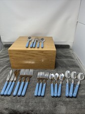 VTG  Life Time Light Blue 20 Piece Flatware- Paris Splendor Made In Korea EUC picture
