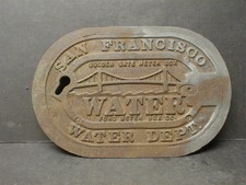 VINTAGE CAST IRON SAN FRANCISCO WATER DEPTARTMENT GOLDEN GATE BRIDGE METER COVER picture