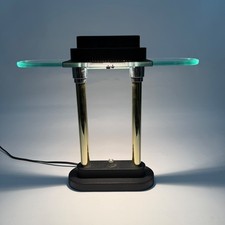 Banker’s Lamp in Black Brass & Glass Robert Sonneman Vintage 1980s Works picture