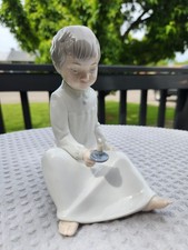 Vintage NAO By Lladro Figurine Boy In Night Shirt Holding Candle Spain picture