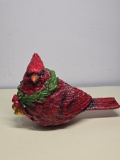 Cardinal Christmas Figurine with Wreath Red Bird picture
