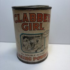 Vintage Clabber Girl Baking Powder Tin Can 10 Oz.  Advertising picture
