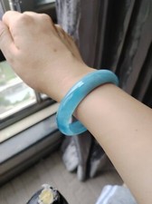 100% Natural Blue Aquamarine Gemstone Bangle AAAAA Inner Diameter 56mm picture
