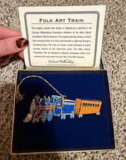 Colonial Williamsburg Train Christmas Hanging Metal Ornament Multicolor picture