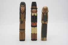 Lori Miller Whispering Pines Primitive Thanksgiving Pilgrim Figurines Set 3 9
