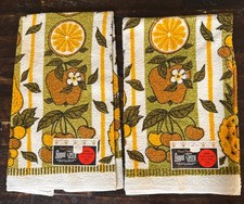 VINTAGE SET 2 NOS ROYAL TERRY FRUIT KITCHEN HAND TOWEL  MCM picture