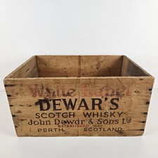 BOX - Vintage Antique Scotch Whiskey Wood Crate - Vintage Dewar's Advertisement  picture