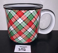 CALIFORNIA PANTRY White Red Green Plaid Ceramic Coffee Mug Black Rim picture