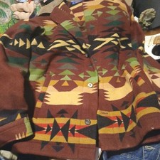 Vtg PENDLETON HIGH GRADE Western Southwestern Indian Blanket Coat Jacket RARE  picture