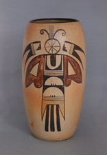 Sadie Adams (1905-1995) Large Hopi Cylinder Jar Pot - Large Moth Figures - 11
