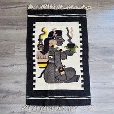 Vintage Handwoven Zapotec Wool Rug Tapestry 26x 46 picture