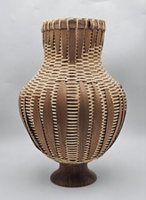 Contemporary Nantucket Walnut W/ Hamburg Cane Vase 11.25 Inch Handmade Vase picture