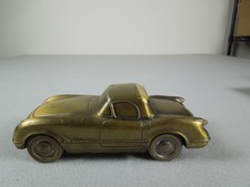 Vtg Banthrico 1953 Chevy Corvette Car Bank Cast Metal Promo Toy Coin Piggy Gold picture